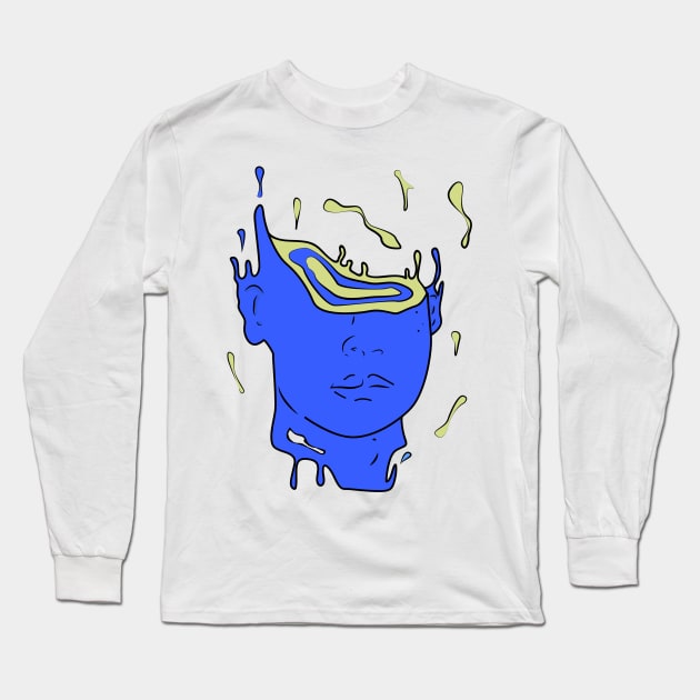 psychedelic abstract portrait (BLUE) Long Sleeve T-Shirt by chortlzdesigns